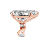 Rose gold Pear Cut Moissanite Solitaire Twisted Band with Round  Accents and Prong Setting_41