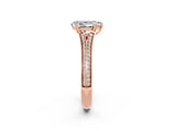 Rose gold Pear Cut Moissanite Split Shank Engagement Ring with Pavé Band_2