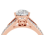 Rose gold Pear Cut Moissanite Split Shank Engagement Ring with Pavé Band_4