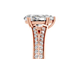 Rose gold Pear Cut Moissanite Split Shank Engagement Ring with Pavé Band_5