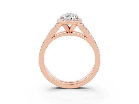 Rose gold Pear Cut Moissanite Split Shank Halo Ring with Four-Prong Setting_15