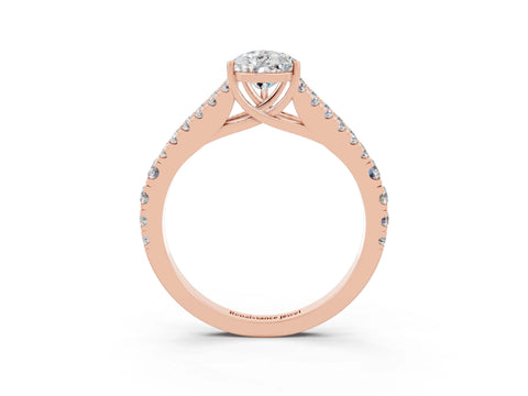 Rose gold Pear Cut Moissanite Split Shank Pavé Engagement Ring with Four-Prong Setting_15