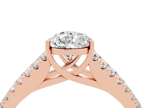 Rose gold Pear Cut Moissanite Split Shank Pavé Engagement Ring with Four-Prong Setting_16