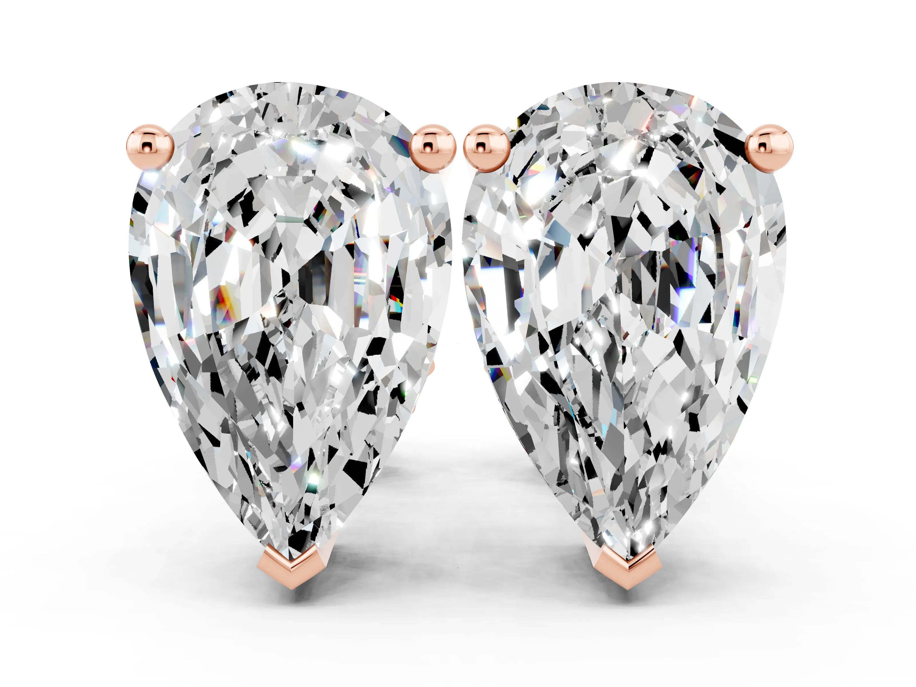 Rose gold Pear Cut Moissanite Stud Earrings_18