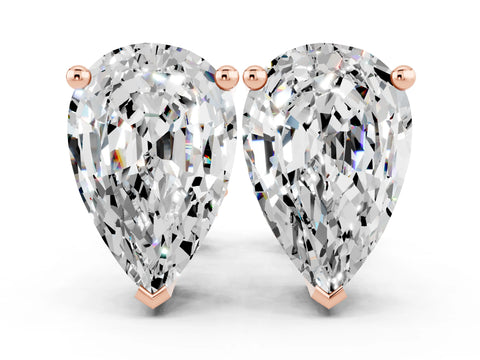 Rose gold Pear Cut Moissanite Stud Earrings_18