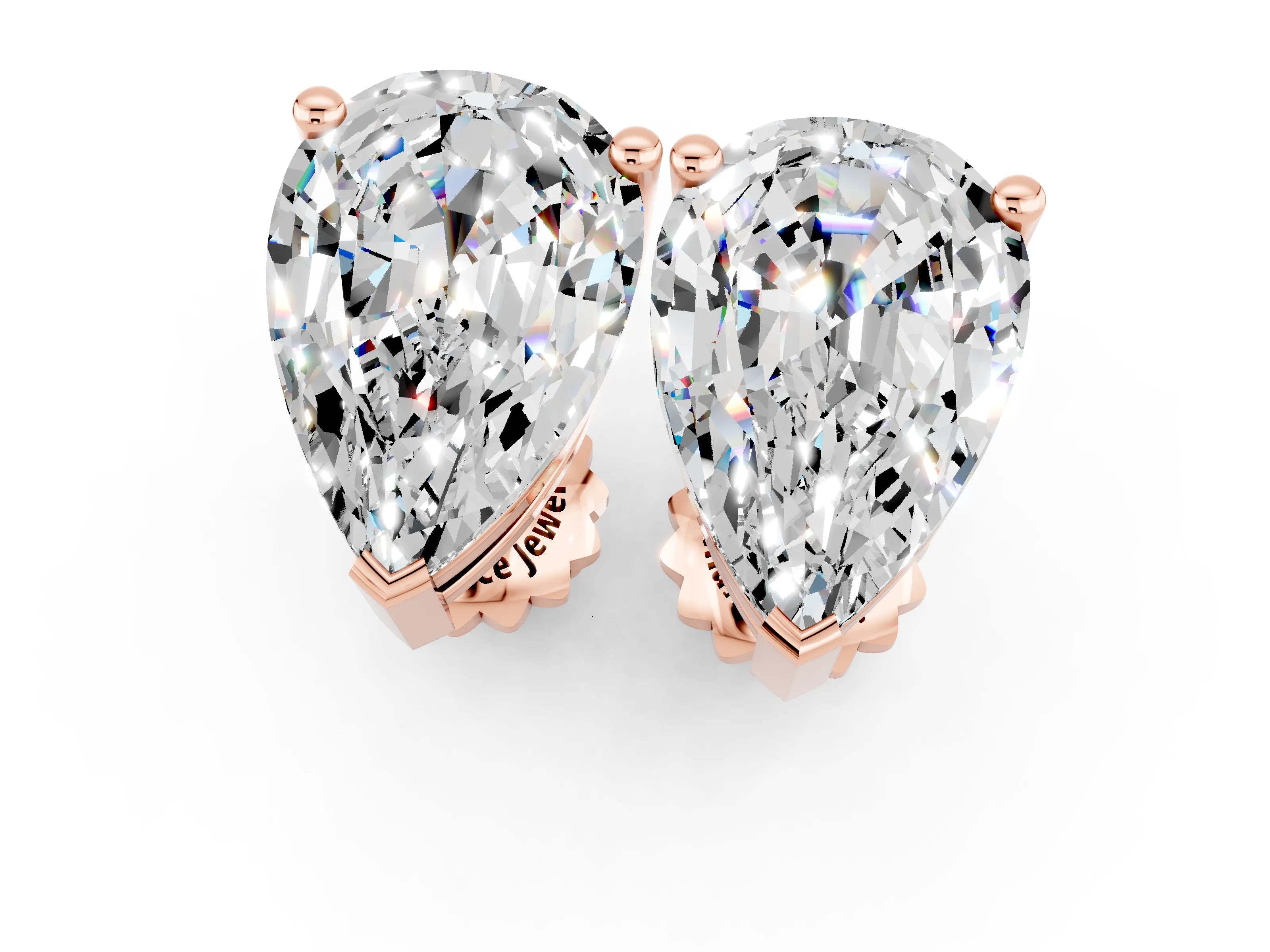 Rose gold Pear Cut Moissanite Stud Earrings_19