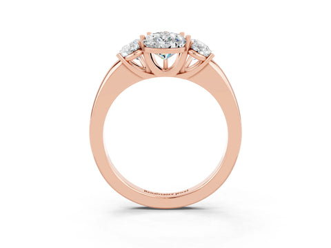 Rose gold Pear Cut Moissanite Three-Stone Ring with Four-Prong Setting and Classic Band_3