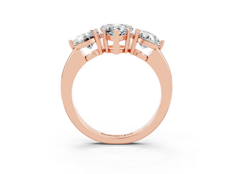 Rose gold Pear Cut Moissanite Three-Stone Ring with Prong Setting and Classic Band_3