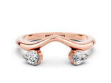 Rose gold Pear Cut Moissanite Two-Stone Open Band Ring with Prong Setting_6