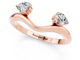Rose gold Pear Cut Moissanite Two-Stone Open Band Ring with Prong Setting_7