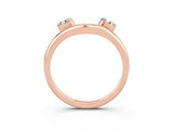 Rose gold Pear Cut Moissanite Two-Stone Open Band Ring with Prong Setting_9