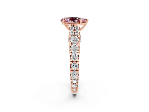 Rose gold Pear Cut Morganite Classic Solitaire Ring with Pavé Band and Four-Prong Setting_2