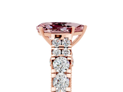 Rose gold Pear Cut Morganite Classic Solitaire Ring with Pavé Band and Four-Prong Setting_5