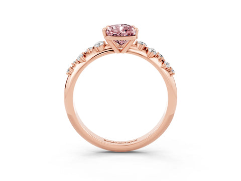 Rose gold Pear Cut Morganite Cluster Side Stone Solitaire Ring with Prong Setting_27