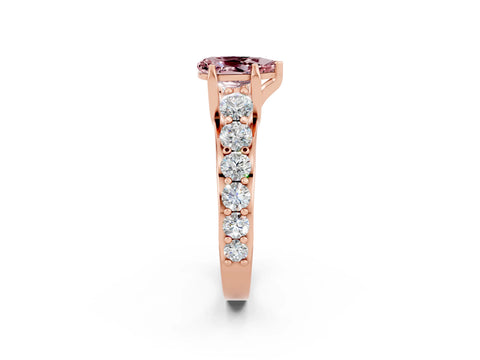 Rose gold Pear Cut Morganite Engagement Ring with Pavé Band and Four-Prong Setting_2