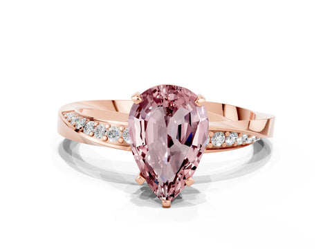 Rose gold Pear Cut Morganite Engagement Ring with Side Stone Accents and Four-Prong Setting_27