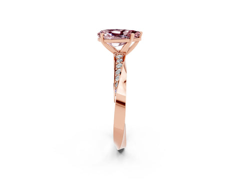 Rose gold Pear Cut Morganite Engagement Ring with Side Stone Accents and Four-Prong Setting_29