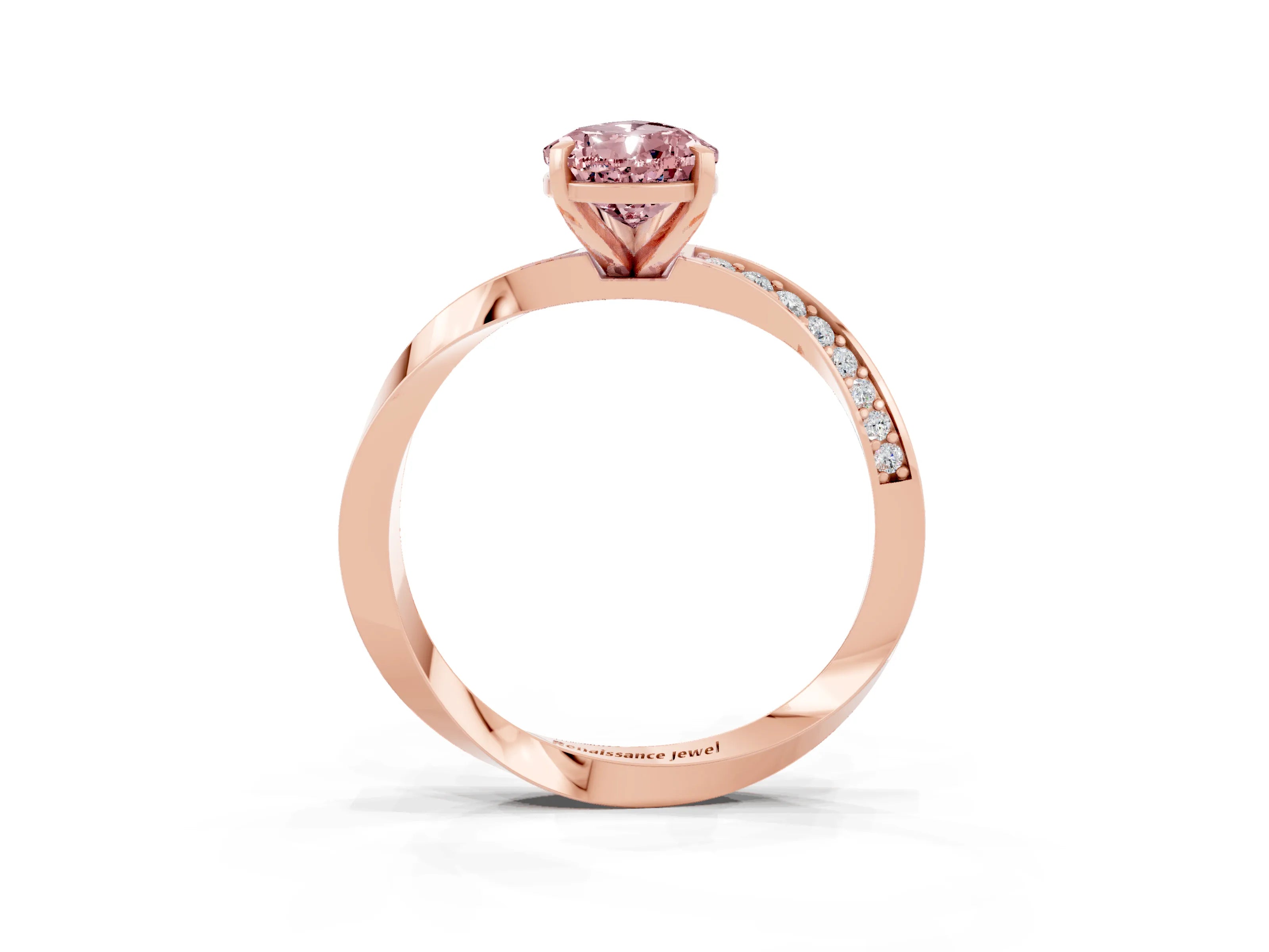 Rose gold Pear Cut Morganite Engagement Ring with Side Stone Accents and Four-Prong Setting_30