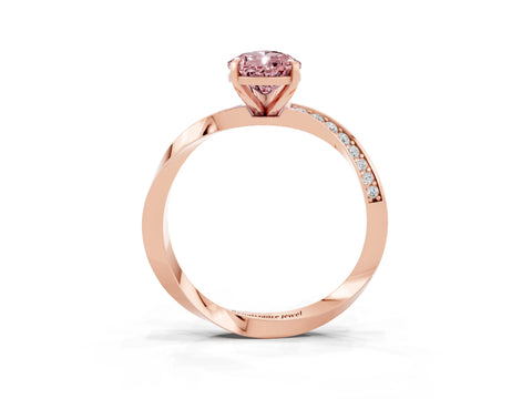 Rose gold Pear Cut Morganite Engagement Ring with Side Stone Accents and Four-Prong Setting_30