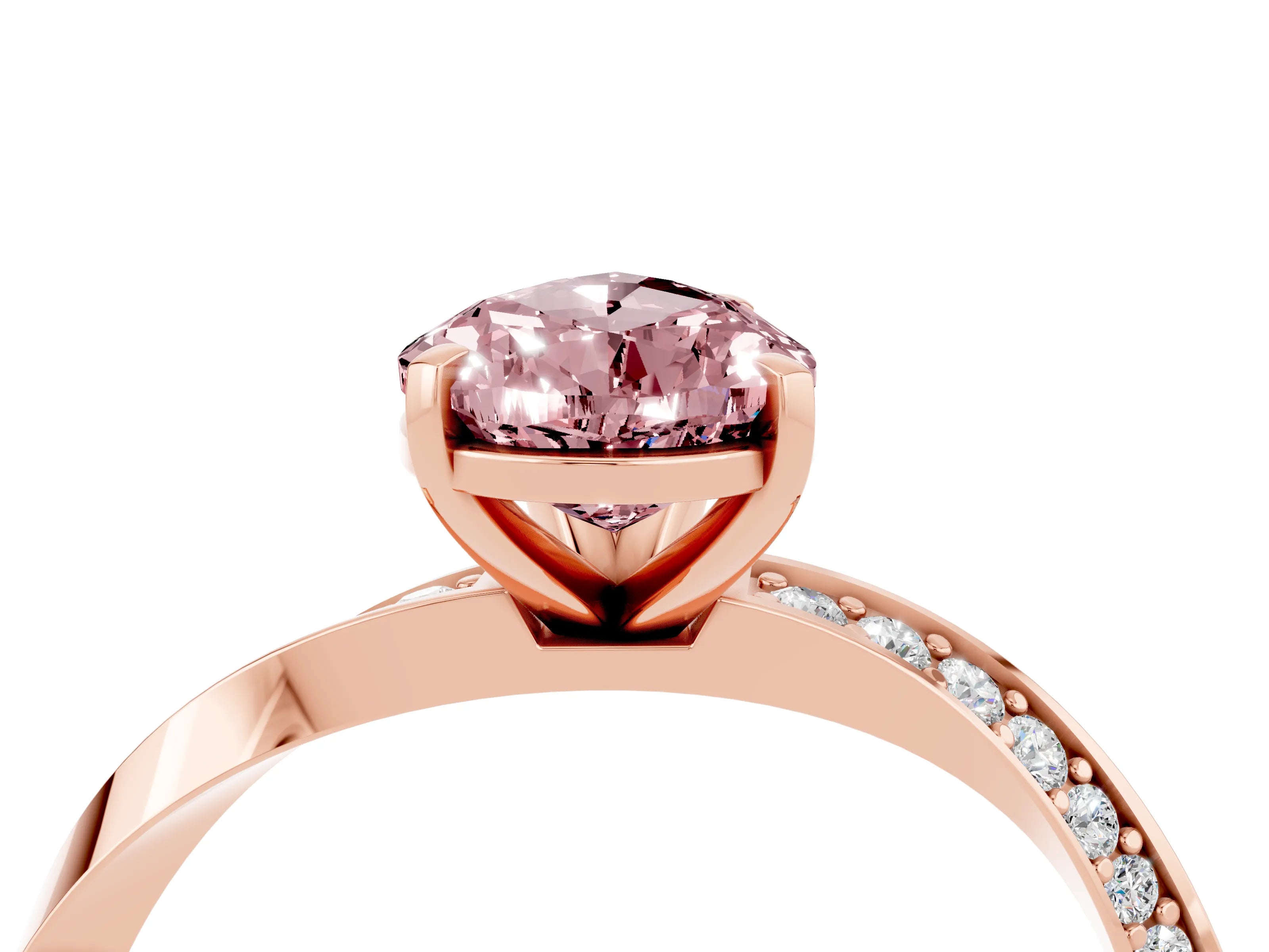 Rose gold Pear Cut Morganite Engagement Ring with Side Stone Accents and Four-Prong Setting_31