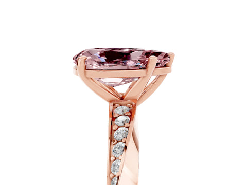 Rose gold Pear Cut Morganite Engagement Ring with Side Stone Accents and Four-Prong Setting_32
