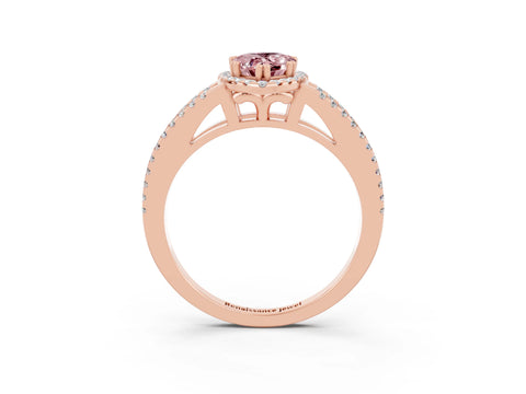 Rose gold Pear Cut Morganite Halo Split Shank Engagement Ring_15