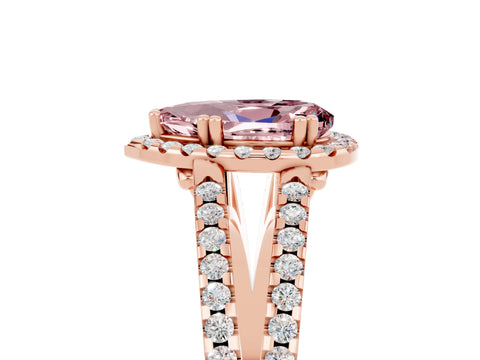Rose gold Pear Cut Morganite Halo Split Shank Engagement Ring_17