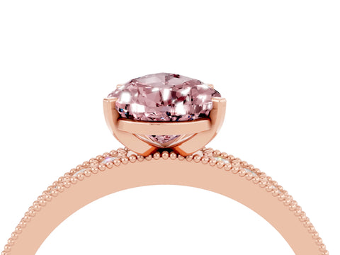 Rose gold Pear Cut Morganite Milgrain Pavé Engagement Ring with Four-Prong Setting_4