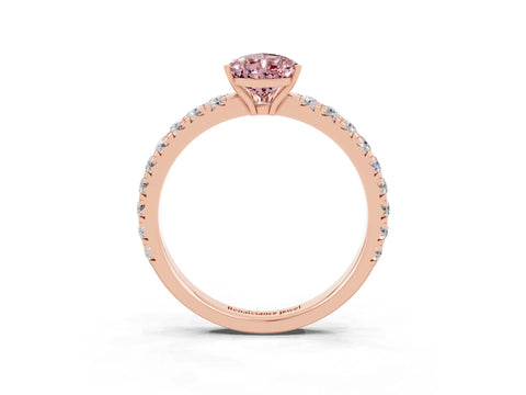 Rose gold Pear Cut Morganite Pavé Solitaire Engagement Ring with Four-Prong Setting_15