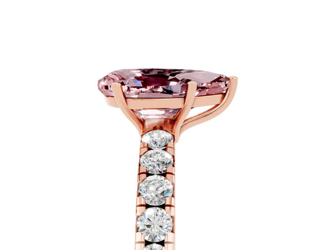Rose gold Pear Cut Morganite Pavé Solitaire Engagement Ring with Four-Prong Setting_17