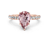 Rose gold Pear Cut Morganite Pave Band Solitaire Ring with Four-Prong Setting_24