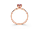 Rose gold Pear Cut Morganite Pave Band Solitaire Ring with Four-Prong Setting_27