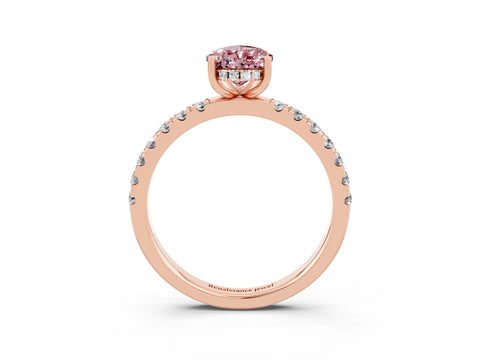 Rose gold Pear Cut Morganite Pave Band Solitaire Ring with Four-Prong Setting_27