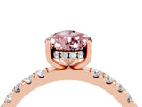 Rose gold Pear Cut Morganite Pave Band Solitaire Ring with Four-Prong Setting_28