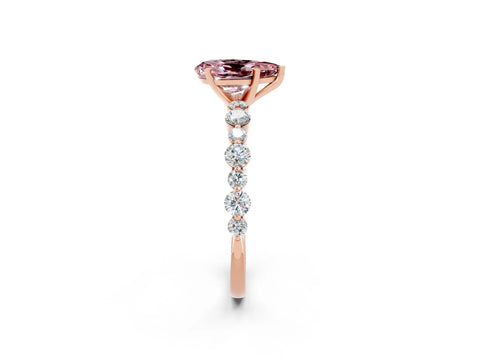 Rose gold Pear Cut Morganite Prong Set Engagement Ring with Pavé Band_2