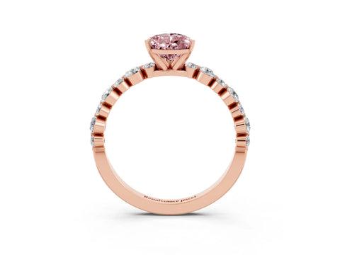 Rose gold Pear Cut Morganite Prong Set Engagement Ring with Pavé Band_3