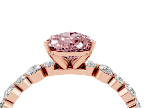 Rose gold Pear Cut Morganite Prong Set Engagement Ring with Pavé Band_4