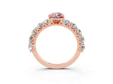 Rose gold Pear Cut Morganite Prong Setting with Side Stones on a Pave Band_3