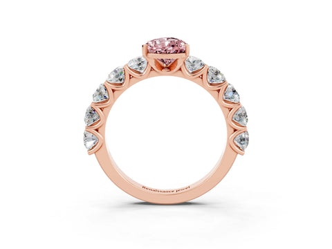 Rose gold Pear Cut Morganite Prong Setting with Side Stones on a Pave Band_3