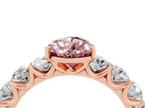 Rose gold Pear Cut Morganite Prong Setting with Side Stones on a Pave Band_4