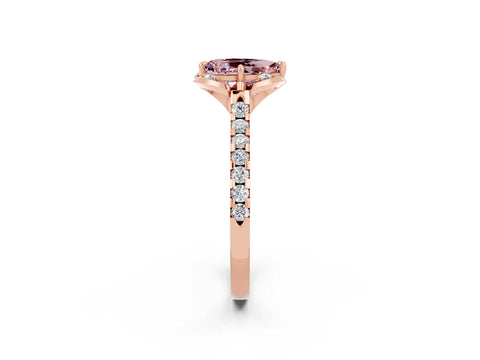 Rose gold Pear Cut Morganite Ring with Pavé Band and Floral Prong Setting_2