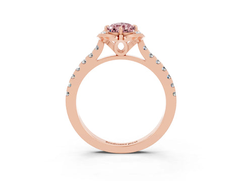 Rose gold Pear Cut Morganite Ring with Pavé Band and Floral Prong Setting_3