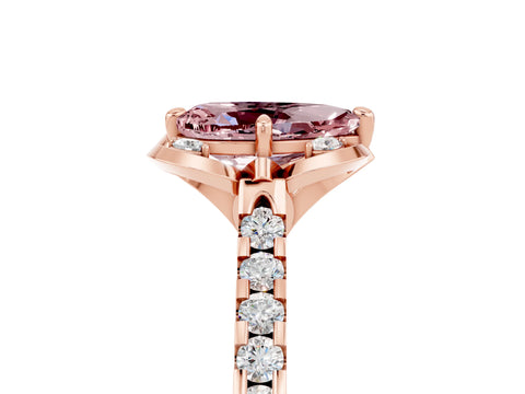 Rose gold Pear Cut Morganite Ring with Pavé Band and Floral Prong Setting_5