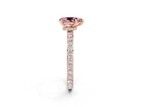 Rose gold Pear Cut Morganite Ring with Pavé Band and Four-Prong Setting_2