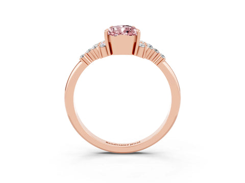 Rose gold Pear Cut Morganite Ring with Side Stones and Four-Prong Setting_39