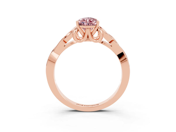 Rose gold Pear Cut Morganite Solitaire Celtic Knot Ring with Four-Prong Setting