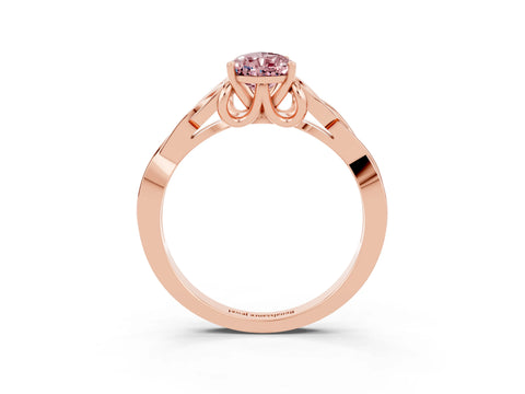 Rose gold Pear Cut Morganite Solitaire Celtic Knot Ring with Four-Prong Setting_15