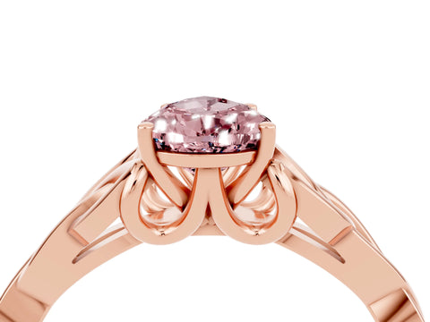Rose gold Pear Cut Morganite Solitaire Celtic Knot Ring with Four-Prong Setting_16
