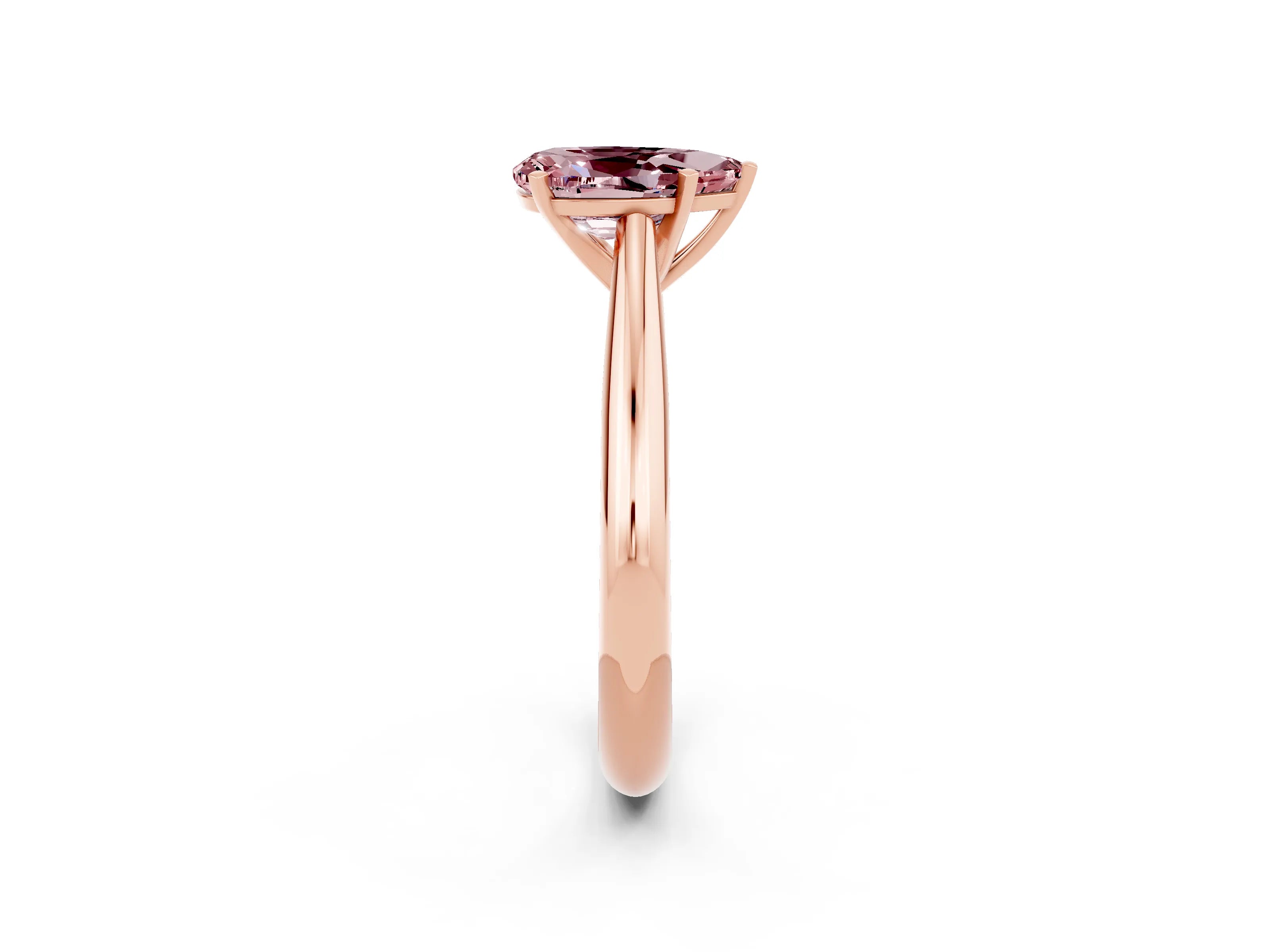 Rose gold Pear Cut Morganite Solitaire Engagement Ring with Cathedral Setting and Four-Prong Mount_14