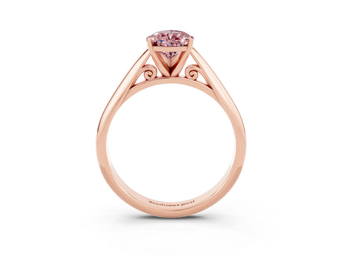Rose gold Pear Cut Morganite Solitaire Engagement Ring with Cathedral Setting and Four-Prong Mount_15